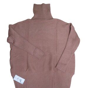New Lillusory Womens Ribbed Knit Turtleneck Sweater Medium Camel Brown